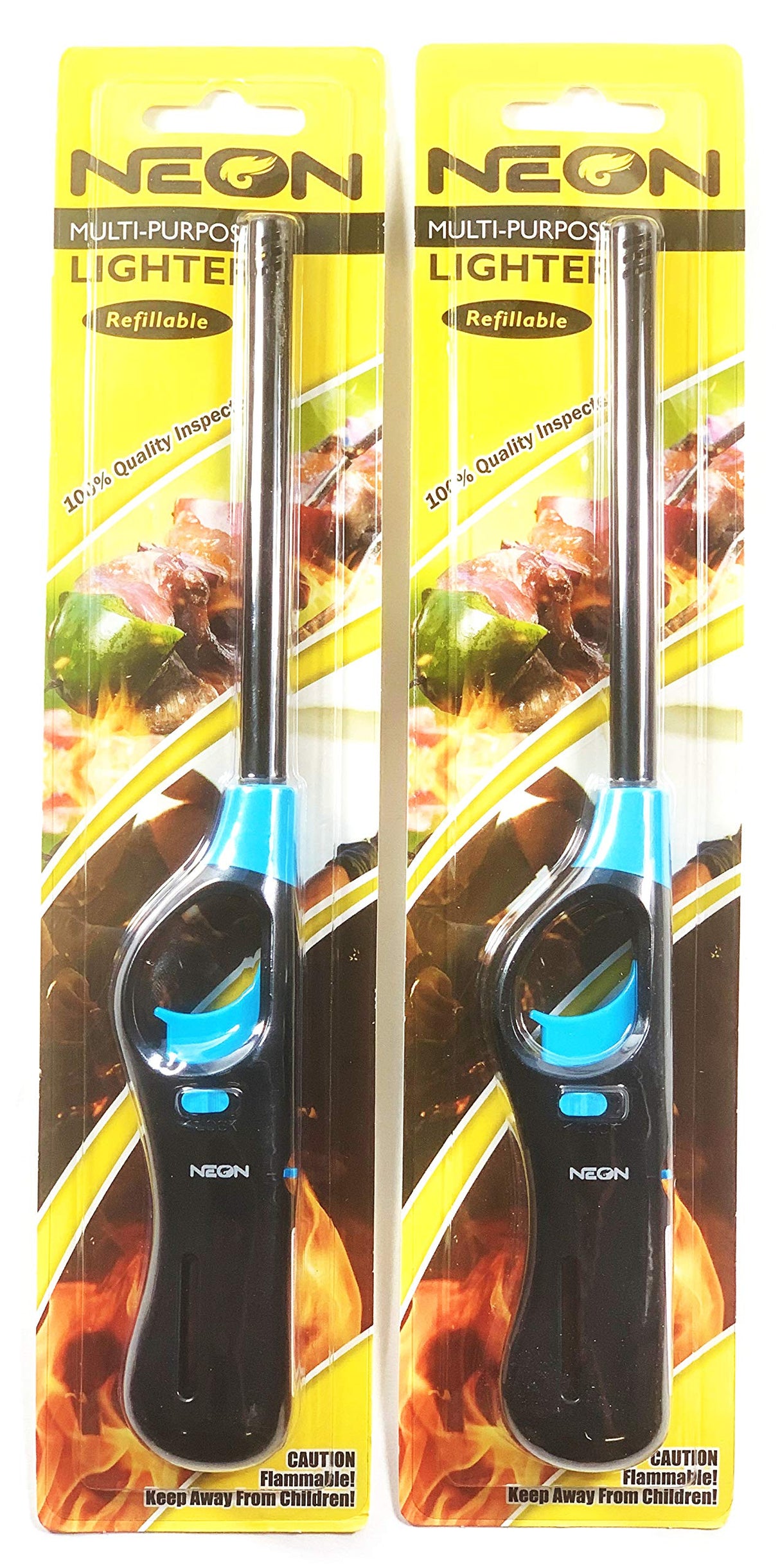 N & T Neon Utility BBQ Stick Lighters 2 Pack N & T