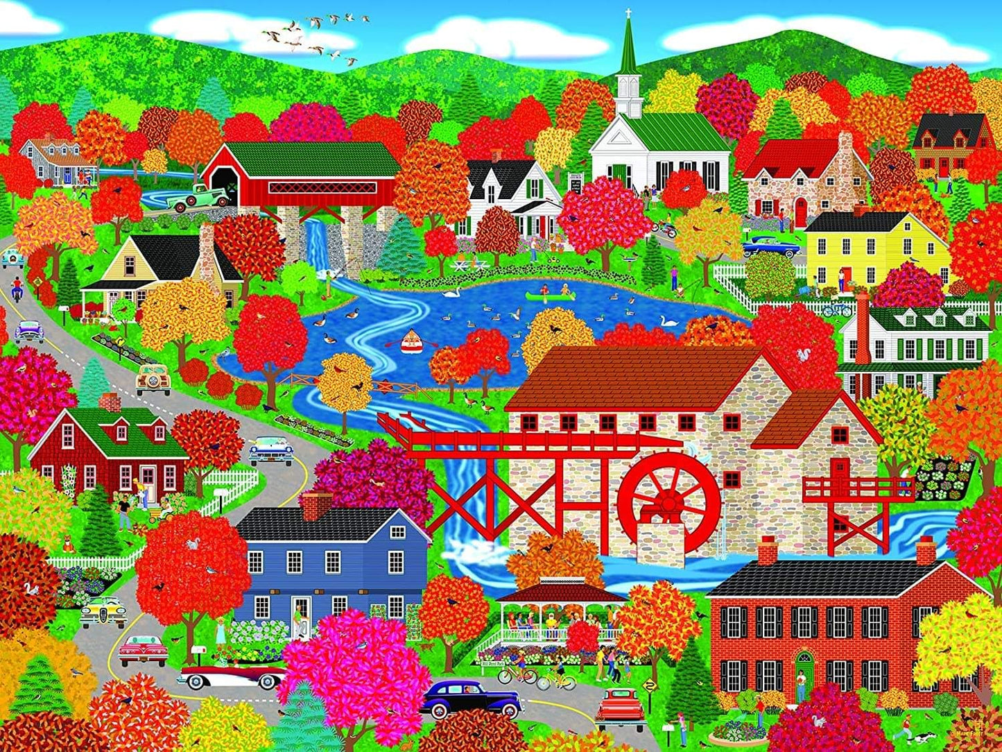 RoseArt - Home Country - Old Mill Pond - 1000 Piece Jigsaw Puzzle for Adults