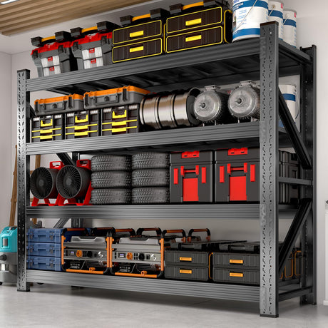 63" W Heavy Duty Garage Shelving, 6000LBS Garage Storage Shelves Industrial Shelving Unit, 5 Tier Adjustable Metal Shelving for Basement, Shop, Warehouse, 63" W x 24" D x 63" H Umeiga