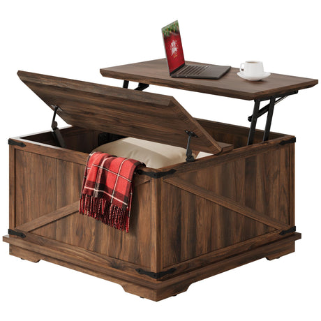 DWVO 3-Piece Coffee Table Set, Farmhouse Coffee Table & 2 End Tables, Wood Center Table with Large Hidden Storage,Sofa Side Table with Charging Station and LED Lights, Reclaimed Barnwood DWVO