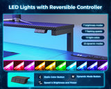 MOTPK L Shaped Gaming Desk with Power Outlet, Reversible Gaming Desk with Height Adjustable Monitor Stand, Gaming Computer Desk 43inch with LED Lights, Home Office Desk, Black MOTPK