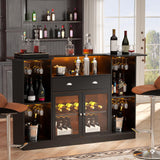 Loomie Crescent-Shaped LED Bar Cabinet with Drawer & Adjustable Wine Rack Loomie