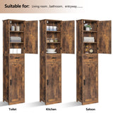 Usikey 67" Rustic Brown Tall Storage Cabinet with Adjustable Shelves & 2 Doors usikey
