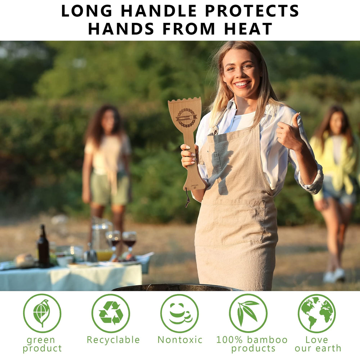 BBQ Bamboo Wooden Grill Scraper, for Griddle and Grills, Cleans Top and Between, Fit to Traeger Grill laboos