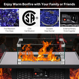 4 Pieces Patio Set with 28” Propane Fire Pit Table, Swivel Wicker Outdoor Patio Chairs w/Coffee Table Rattan Furniture FirePit Set for Outside Grey-Grey FHFO