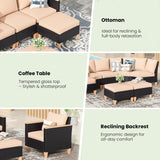Soohow Outdoor Furniture Set, 5 Piece Patio Conversation Set with Cushions, PE Outdoor Wicker Conversation Set Sectional Patio Sofa, All-Weather Rattan Sofa for Backyard, Garden, and Poolside Soohow