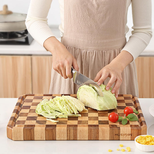 Acacia Wood Cutting Boards for Kitchen-Large Wooden Cutting Boards for Chopping Meat, Cheese, Fruits, and Vegetables