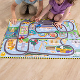 Melissa & Doug Race Around the World Tracks Cardboard Jigsaw Floor Puzzle and Wind-Up Vehicles – 48 Pieces, for Boys and Girls 4+ - FSC Certified Melissa & Doug