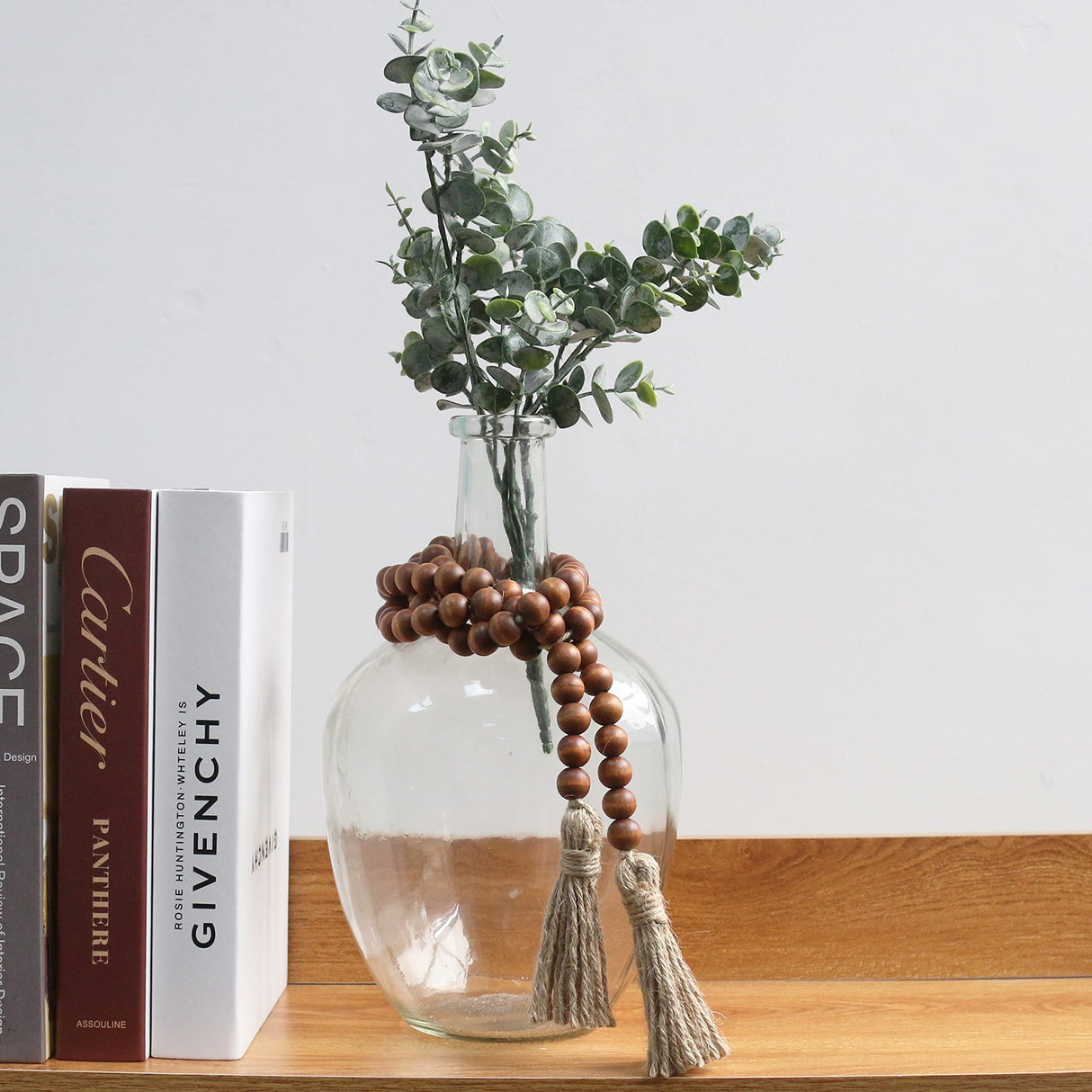 58in Wood Bead Garland with Tassels,Farmhouse Beads Rustic Country Decor Prayer Boho Beads Wall Hanging Decoration (Brown) RAMIRABI