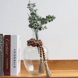 58in Wood Bead Garland with Tassels,Farmhouse Beads Rustic Country Decor Prayer Boho Beads Wall Hanging Decoration (Brown) RAMIRABI