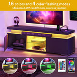 DWVO LED TV Stand for 65 inch TV w/Power Outlet, TV Stands for Living Room, Entertainment Center with Storage, Modern Television Stand, Gaming Media Stand, Black DWVO