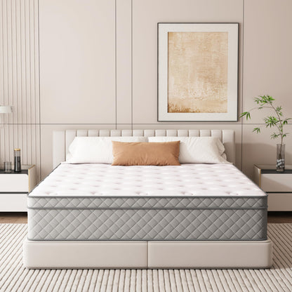 PurrJoys Full Mattress, 12 Inch Cooling-Gel Memory Foam and Pocket Spring Hybrid Mattress, Full Size Mattress in a Box, CertiPUR-US Certified, Medium Firm, Double Mattress