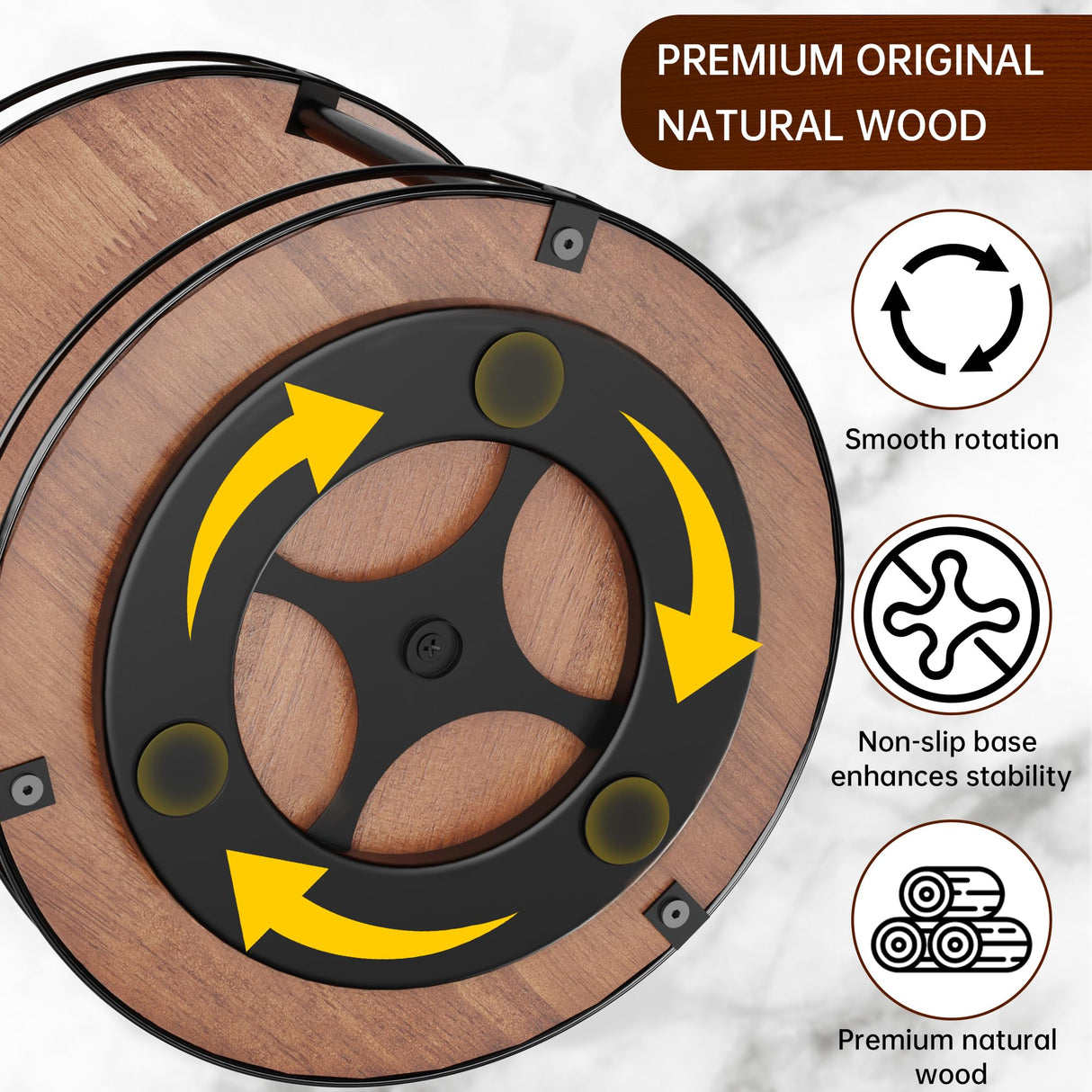 MUTUALUS Lazy Susan Organizer 2 Tier - 12.4" Turntable Spice Rack for Table Top, Wooden Rotating Lazy Susan for Cabinet Pantry Kitchen Countertop Dining Table Cupboard Bathroom Vanity Storage MUTUALUS
