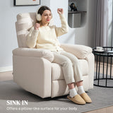 HOMCOM Swivel Rocker Recliner Chair, Wide Glider Rocking Single Sofa with Pocket Spring, Footrest, Modern Fabric Overstuffed Reclining Chair for Living Room, Bedroom, Quick Assembly, Cream White HOMCOM