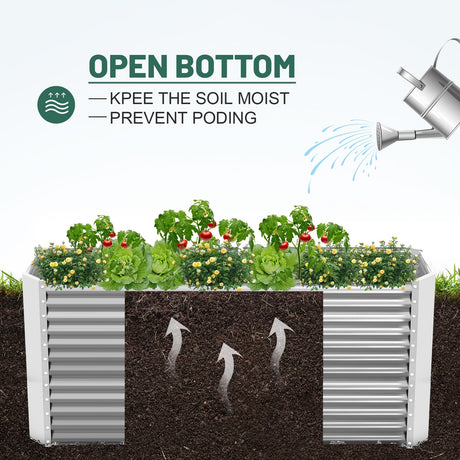 Land Guard 8x4x3ft Rectangular Galvanized Raised Garden Beds, 36" Tall Large-Capacity Metal Planter Box Outdoor, Durable Deep Raised Garden Bed, Raised Beds for Gardening Vegetables, Classic Silver Land Guard