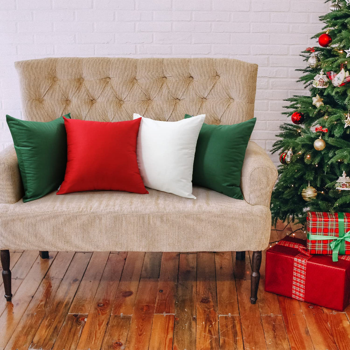 Thmyo 4-Pack 100% Cotton Comfortable Solid Decorative Throw Pillow Case, Square Cushion Cover Pillowcase Sublimation Blank Pillow Covers Christmas DIY Throw Pillowcase for Bed(18x18inch/45x45cm,White) Thmyo