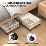 Eastherry Under Bed Storage with Wheels, XXL Larger Under Bed Storage Containers with Clear Lids, 31'' Lengthen Underbed Shoe Organizer for Shoes Clothes(White 2 Pack, XXL(31"x16.6"x7.48")) Eastherry