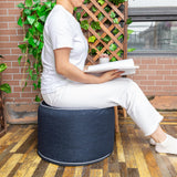 AbunHeri Outdoor Ottoman Outdoor Ottomans for Patio 19x12 Inches Modern Lightweight Foam Stuffed Pouf Outdoor Footstool Footrest Foot Stool Waterproof (Navy Blue) AbunHeri