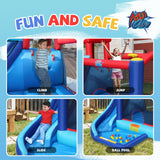 Action Air Bounce House - Inflatable Bouncing House with Blower for Indoor & Outdoor - Jump Bouncy Castle with Slide - Big Bouncy Area, Love for Kids Action air