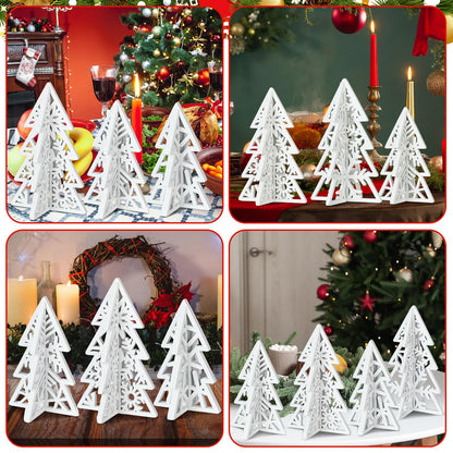 Redbaker 16 Pcs Wooden Christmas Trees Tabletop Decor Rustic Wood 3D Christmas Trees Xmas Centerpieces Table Wooden Signs Farmhouse Table Home Decor for Winter Home Office Farmhouse