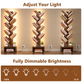 Hoctieon 9 Tier Tree Bookshelf, Tall Bookcase, Freestanding Book Shelf with LED Lights, Display Floor Standing Storage Shelf, Book Organizer Shelves for Home Office, Living Room, Rustic Brown Hoctieon