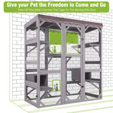 GUTINNEEN Catio Large Cat House Outdoor Walk in Outdoor Cat Enclosure Indoor Cage Kitty Condo Playpen with Door, Platform & Small House - 62.6" GUTINNEEN