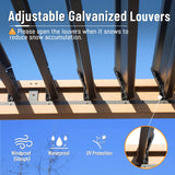 Domi Louvered Pergola 10X13FT, Wood Grain Aluminum Pergola with Adjustable Roof, Wood Looking Alunimun Frame, Efficient Drainage System, Outdoor Pergola for Patio, Deck, Garden domi outdoor living
