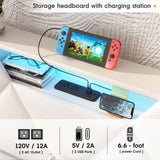 Vabches Twin Bed Frame with Storage Headboard and 4 Drawers,Upholstered Platform with Charging Station and Led Lights,Adjustable Headboard,No Box Spring Needed,Beige Vabches