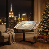 1500 Piece Jigsaw Puzzle Table with 6 Drawers and Cover 35"x26"Adjustable Puzzle Tables for Adults with Wheels 5-Tilting-Angle Portable Plastic Jigsaw Puzzle Board for mom OIRBOEUS