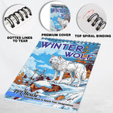 TPLHOUSE Winter Wolf Coloring Book Spiral Bound for Adults, Premium Cover, 30 Beautiful Coloring Pages of Majestic Wolves in Winter Scenes Stress Relief and Relaxation TPLHOUSE
