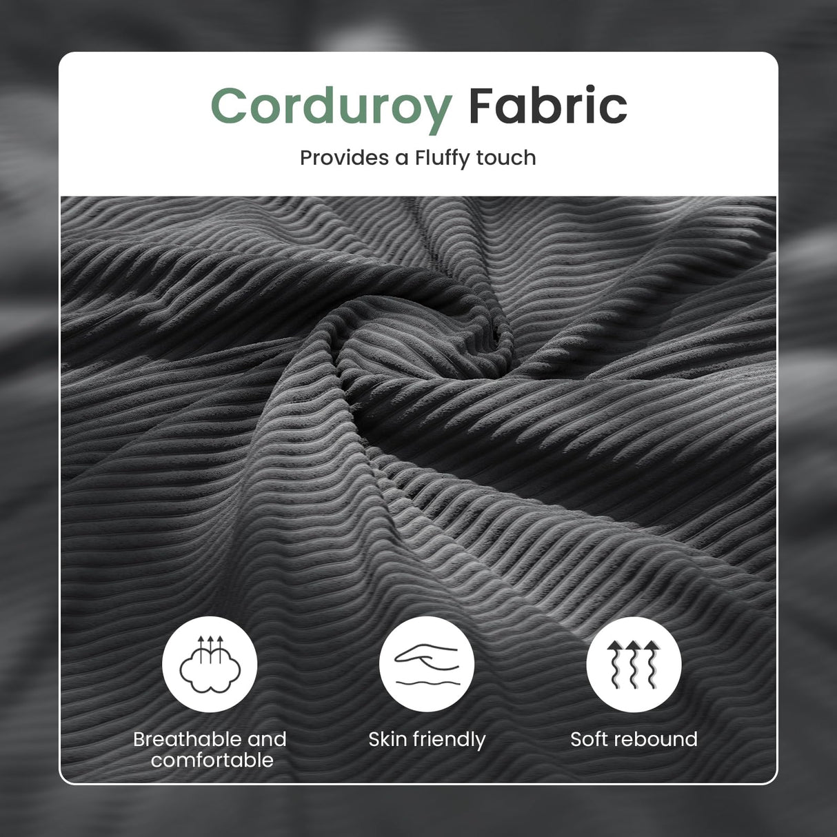 YOUDENOVA 63” Corduroy Loveseat Sofa Couch for Living Room, Small Couch with Deep Seat for Bedroom, Comfy Could Loveseat for Small Living Room, Black Corduroy YOUDENOVA