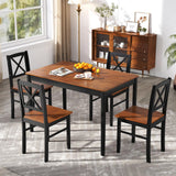 Tangkula 5-Piece Mid-Century Modern Dining Table Set for 4, Wooden Kitchen Table and Chairs, Compact Rubber Wood Dining Room Set for Small Spaces, Kitchen & Living Room Tangkula