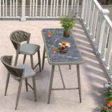 PURPLE LEAF Outdoor Rectangular Counter Height Dining Table Aluminum Kitchen Bar Table for Bar Stool for Backyard Patio Grey PURPLE LEAF