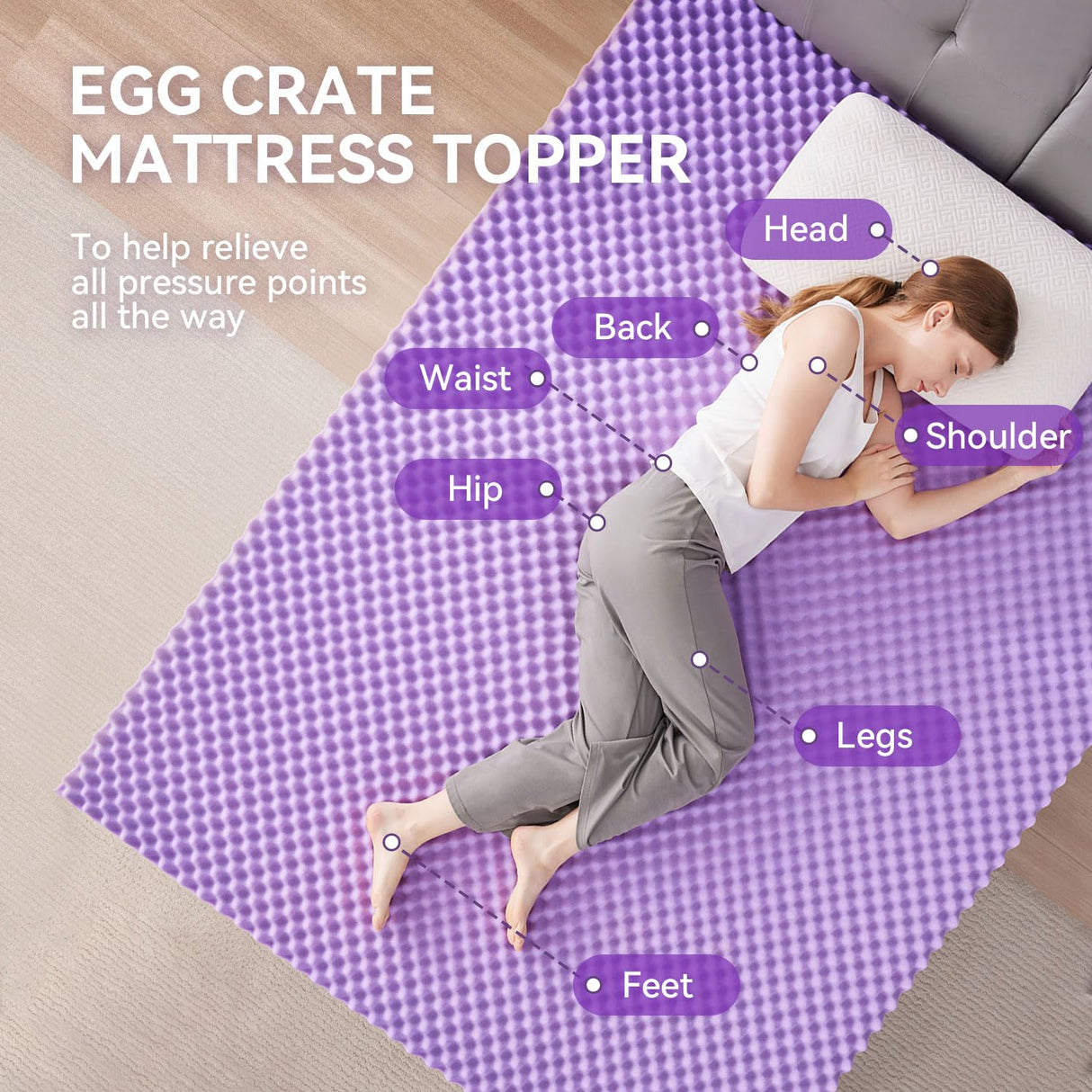 SINWEEK 1.5 Inch Egg Crate Memory Foam Mattress Topper Queen Size, Soft Mattress Pad for Back Pain Relief, Bed Topper, CertiPUR-US Certified SINWEEK