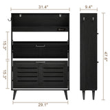 ChooChoo Shoe Storage Cabinet with 2 Flip Drawers, Deodorizing Shoe Cabinet Organizer with Open Storage, Freestanding Hidden Narrow Slim Shoe Rack Cabinet Space Saving for Entryway, Black ChooChoo