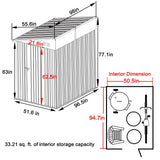 MUPATER 4x8 FT Outdoor Storage Shed with Lockable Door, Metal Lean to Shed Garden Tool Storage Shed House, Storage Shed Kit for Patio, Backyard, Lawn, Grey MUPATER