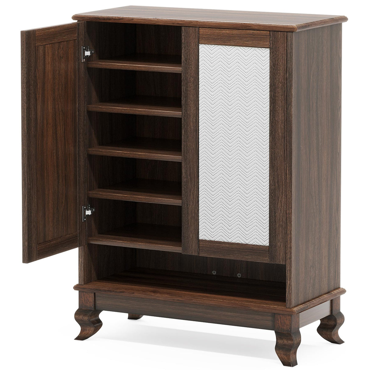 Tribesigns Shoe Cabinet for Entryway, 6-Tier Large Shoe Storage Cabinet with Doors and Adjustable Shelves, Wooden 24-Pair Shoe Rack Organizer Cabinet, Dark Walnut Tribesigns