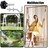 Therwen 8 Pcs Hammock Hardware Kit Heavy Duty Hammock Stand Hook Replacement Thread Hand Knob for Swing Chair Patio Umbrella Base Garden(Silver) Therwen