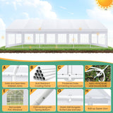 COBIZI 20x40 Party Tent Heavy Duty, Party Tents with 8 Removable Sidewalls & 4 Built-in Sandbags, Commercial Wedding Large Tent UV50+ Waterproof, White COBIZI