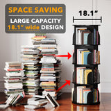 SpaceAid 4 Tier Rotating Bookshelf Tower, Spinning Bookcase Lazy Susan, Revolving 360 Book Shelf Storage Round Carousel, Vertical Rotate Turning Spiral Corner Organizer, Black SpaceAid
