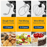 VIVOHOME 3 in 1 Multifunctional Stand Mixer with 6 Quart Stainless Steel Bowl, 650W 6 Speed Tilt-Head Meat Grinder, Juice Blender, Black VIVOHOME