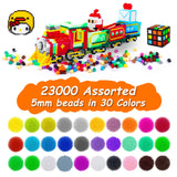 23,000 pcs Fuse Beads Kit for Kids Crafts, 30 Colors Iron Beads Set with 3 Pegboards, 5 Ironing Paper, 10 Patterns, Gifts for Birthday Christmas, Multicolor 5mm Melty Beads Bulk Refill Kit by Inscraft INSCRAFT