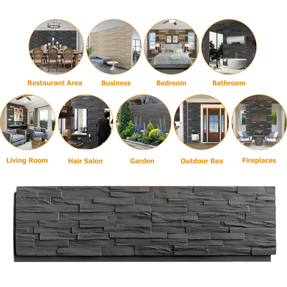 ROOMTEC 6-Packs Faux Stone Wall Covering Panels for Interior and Exterior Decor, PU Stone Veneer Exterior, Exterior Siding Panels for DIY Home Improvement Projects, 45.67" x 12.99" ROOMTEC