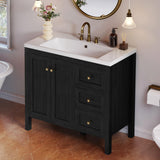 YITAHOME 36" Bathroom Vanity with Sink Set, Vintage Bathroom Cabinet Vanity with Resin Basin, Extra Large Storage with 2 Soft-Closing Doors & 3 Drawers, Black YITAHOME