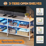 WLIVE TV Stand up to 70 Inch TV, 63" Entertainment Center with LED, TV Media Console with 3-Tier Storage Shelves for Living Room and Bedroom, White WLIVE