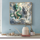 5D Diamond Art Kits for Adults Beginners,Dragon and Tiger DIY Full Round Drill Diamond Painting Kits,Paint by Diamonds Dots Gem Art Easy,Home Wall Decor 14X14 Inch Acelii