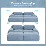 82" Boneless Couch, Comfy Loveseat Sofa Bed, Compressed Sofa with Deep Seat, Corduroy Cloud Couch for Living Room Bedroom, No Assembly Needed Wunlerlant