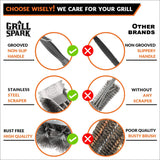 BBQ Grill Brush and Scraper 18" | Stainless Steel Cleaning Brush Accessories | Best for Weber Gas, Charcoal, Porcelain, Cast Iron, All Grilling Grates Grill Spark
