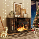 oneinmil 59'' Fireplace TV Stand, 3 Sided Glass Media Entertainment Center Console Table for TVs up to 65'' with Glass Door Adjustable Flame LED Color for Living Room, Set of TV Table, Grey oneinmil