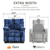 Pationate Oversized Rocker Recliner Chair,Power Swivel Recliner for Living Room,Overstuffed Extra Wide Rocking Recliners with Breathable Soft Fabric,Up to 350lbs (Power, Blue) Pationate